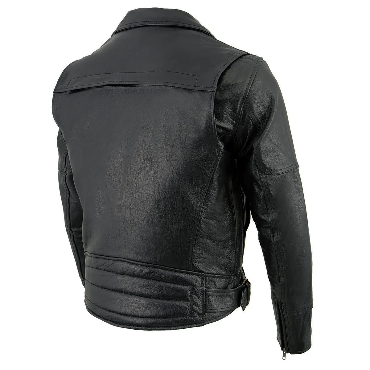 Milwaukee Leather LKM1770 Black Genuine Leather Motorcycle Jacket for Men, 1.3mm Thick Police Style Biker Jacket