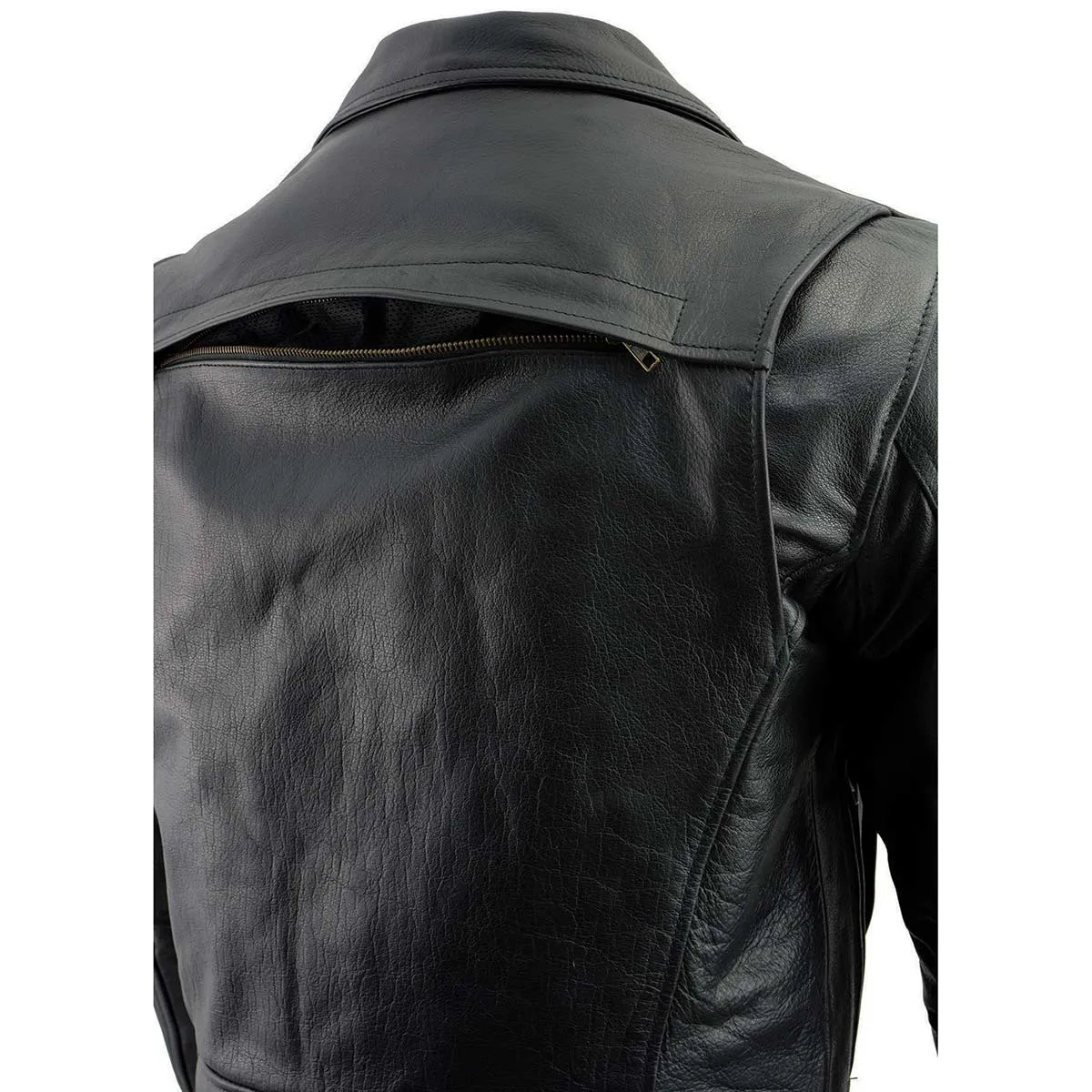 Milwaukee Leather LKM1770 Black Genuine Leather Motorcycle Jacket for Men, 1.3mm Thick Police Style Biker Jacket