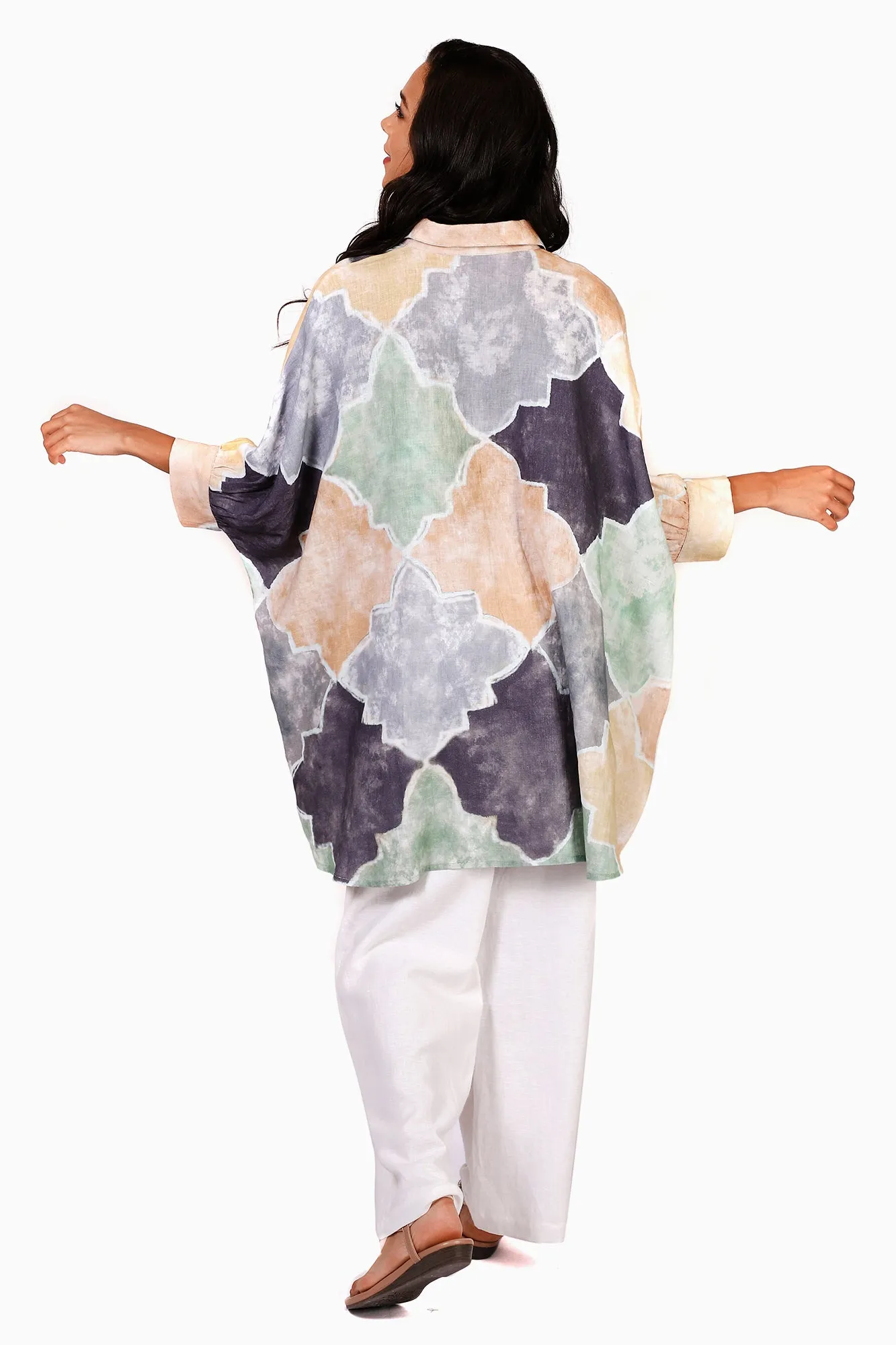 Multicolour Abstract Linen Shirt