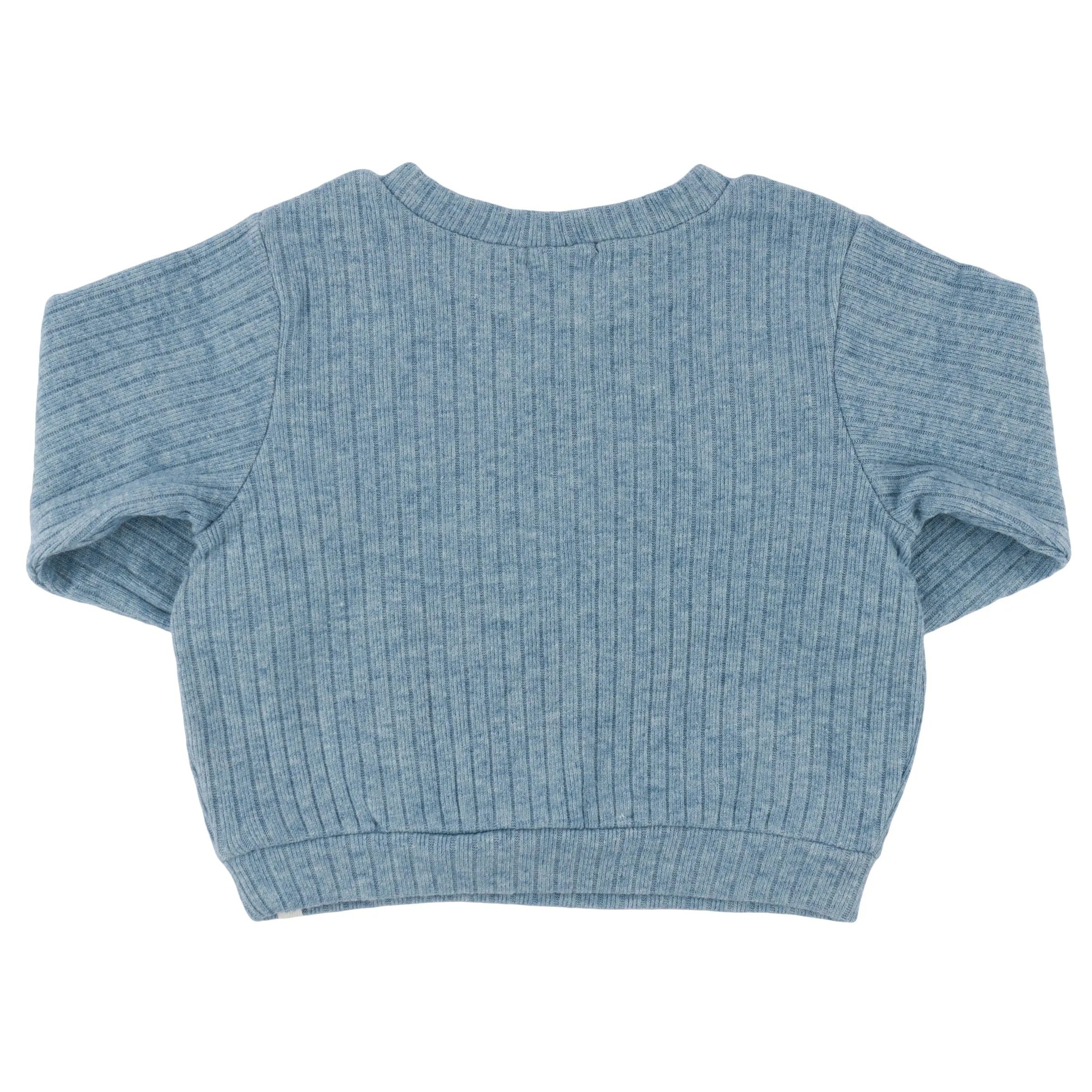 oh baby! Wide Rib Fuzzy Knit Sweater Boxy - Denim Heather