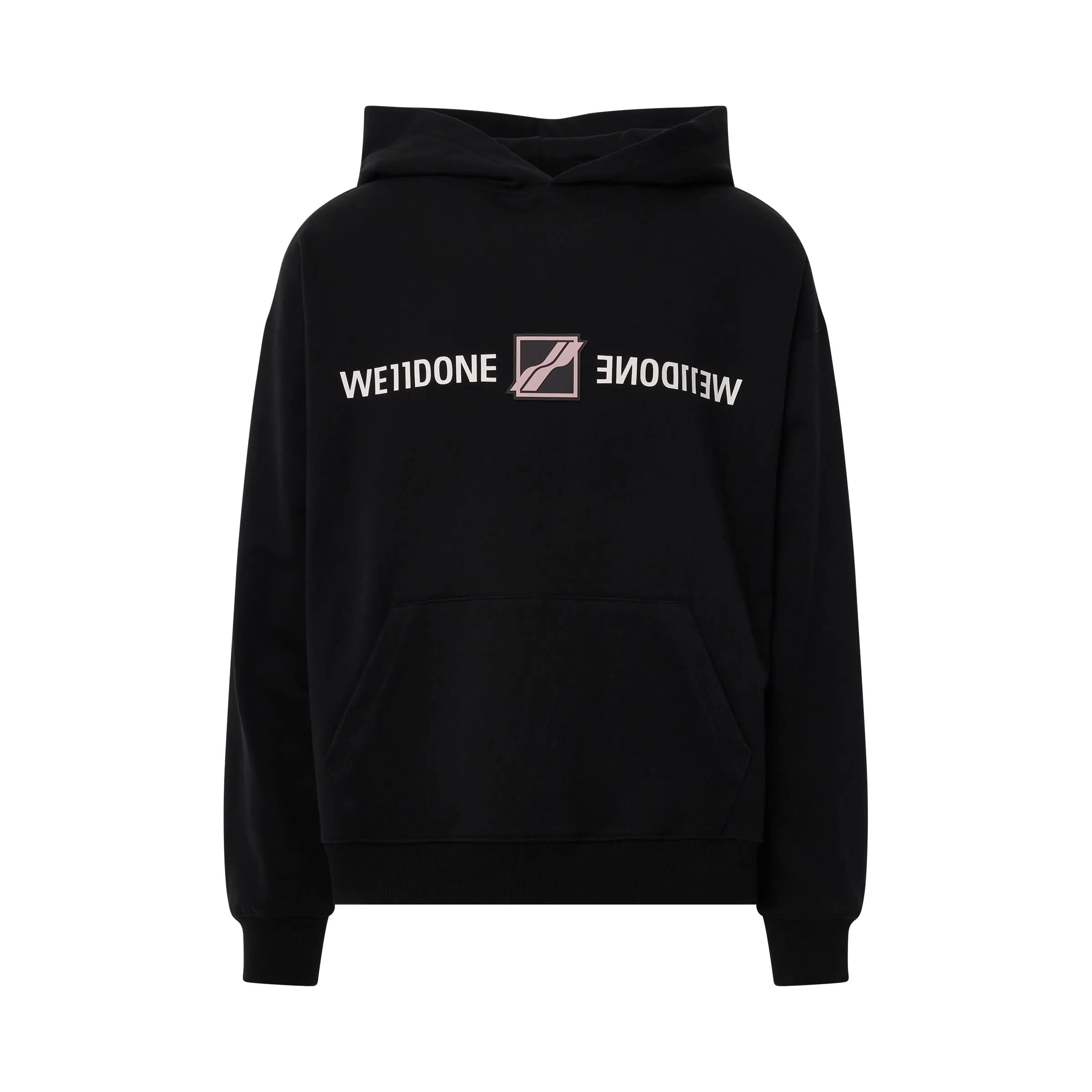 Patched Mirror Logo Hoodie in Black