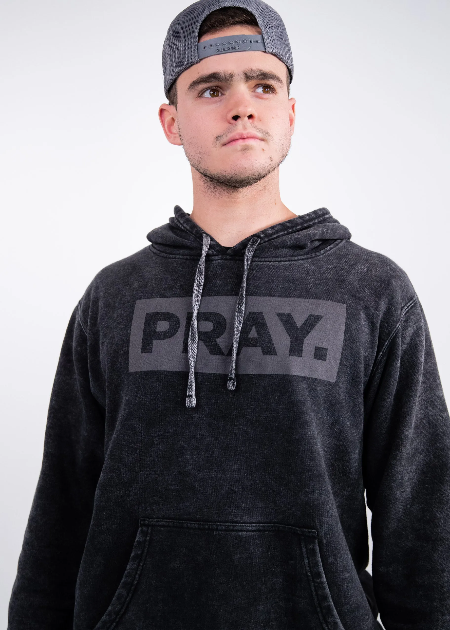 PRAY. Hoodie: Washed Black