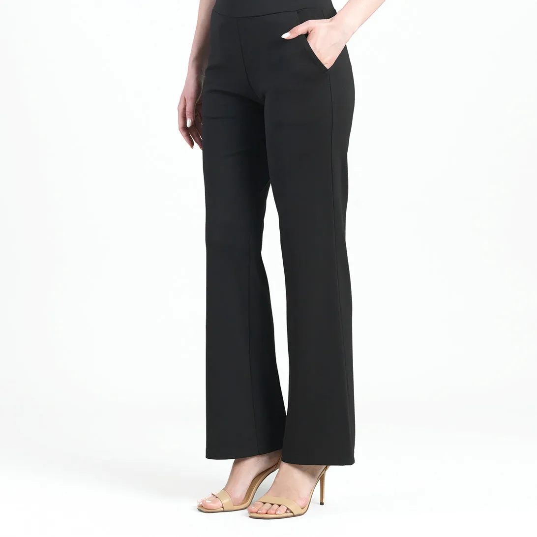 Rayon-Ponte Knit - Loose Leg Pocket Pant - Black