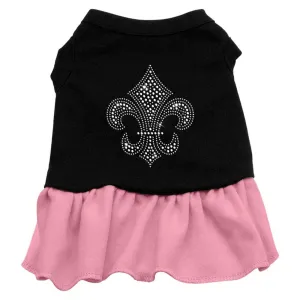 Silver Fleur de Lis Rhinestone Dress Black with Pink Lg (14)