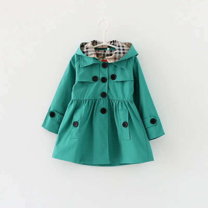 Spring & Autumn girls trench coat w/ Hoodies - Free Shipping to N.A.