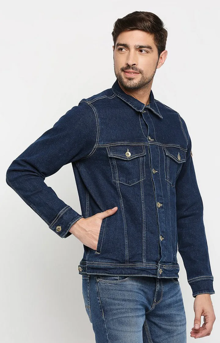 Spykar Men Blue Cotton Slim Fit Denim Jacket