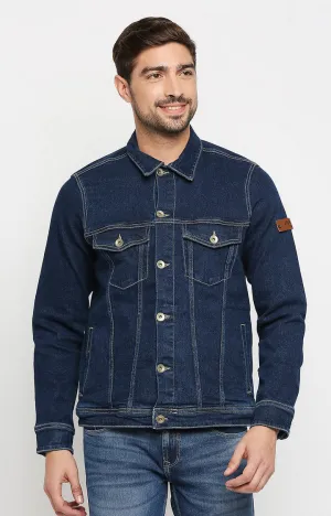 Spykar Men Blue Cotton Slim Fit Denim Jacket