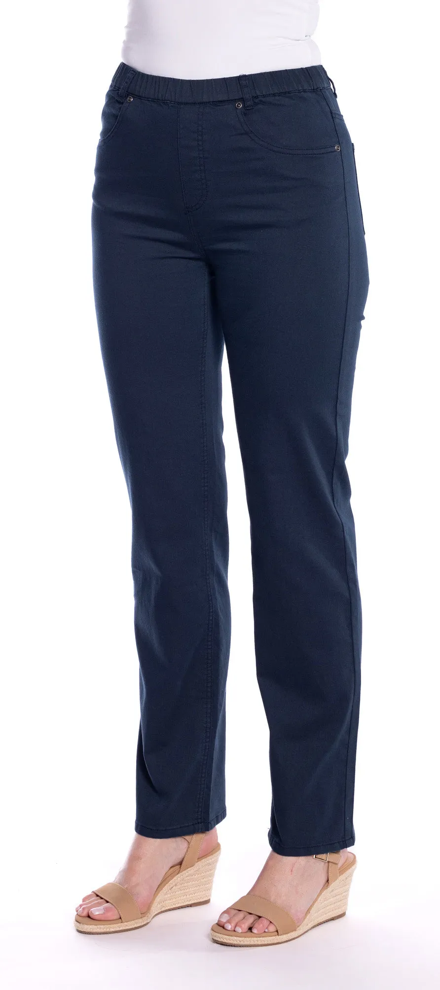 Straight Leg Coloured Jeans by  Café Latte - Navy