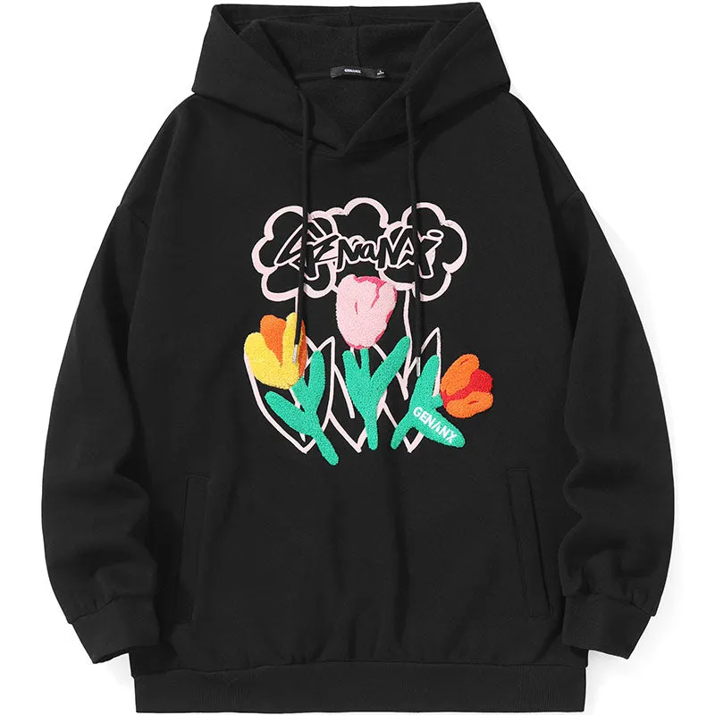 Stylish Floral Graphic Couple Hoodies