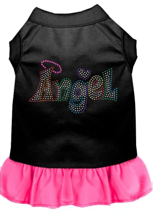 Technicolor Angel Rhinestone Pet Dress Black With Bright Pink Lg (14)