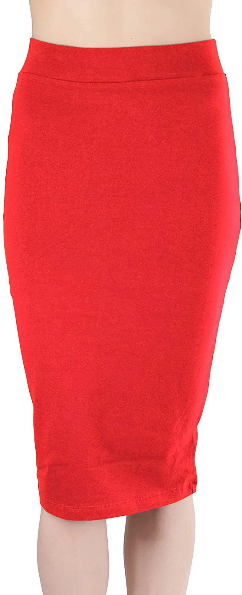 ToBeInStyle Women's Premium Cotton-Blend Basic Knee Skirt