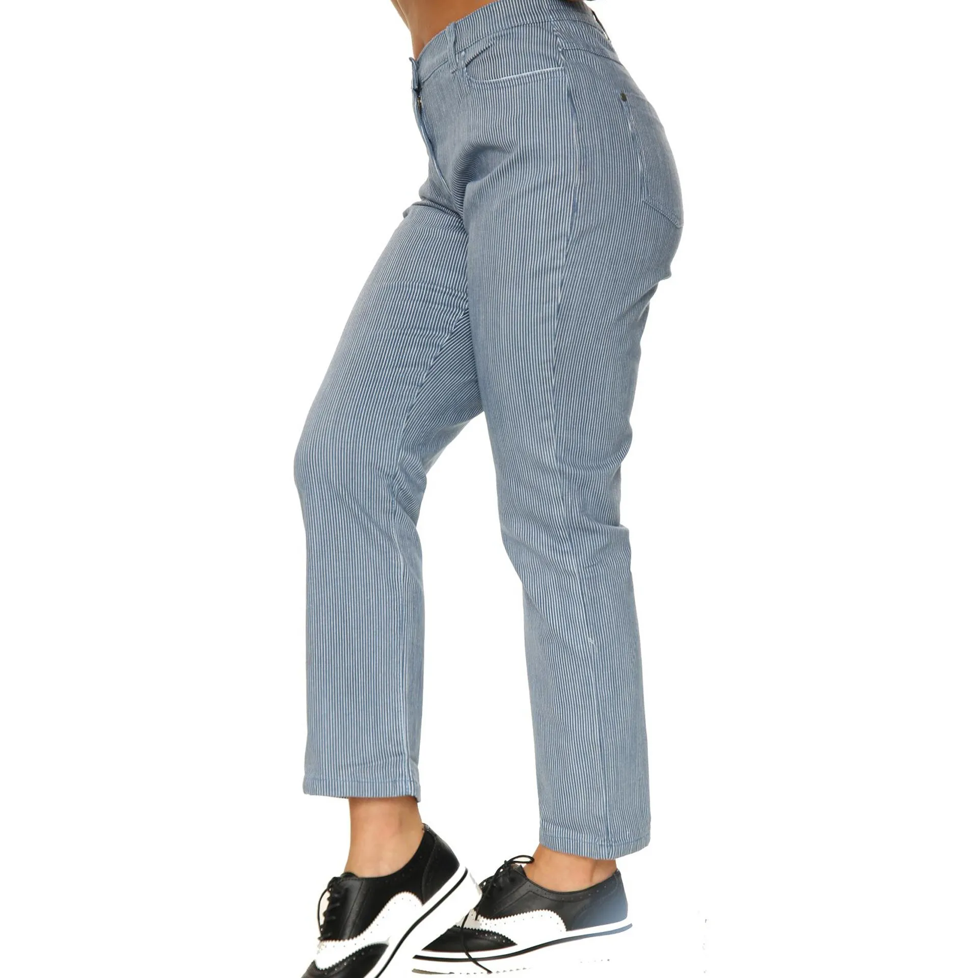 Womens Striped Denim Jeans - SR207